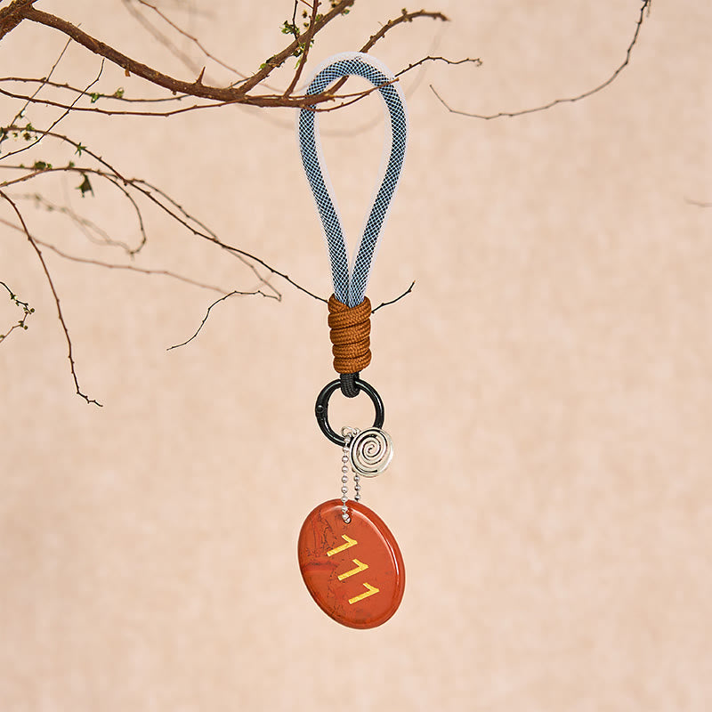 Buddha Stones Embrace New Beginnings 111 Angel Number Natural Red Jasper Key Chain Hanging Decoration Includes Gift Message Card
