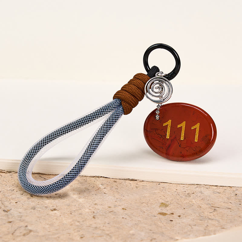 Buddha Stones Embrace New Beginnings 111 Angel Number Natural Red Jasper Key Chain Hanging Decoration Includes Gift Message Card