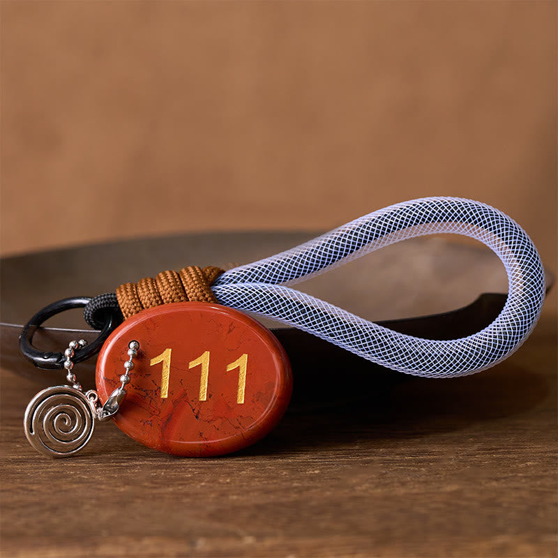 Buddha Stones Embrace New Beginnings 111 Angel Number Natural Red Jasper Key Chain Hanging Decoration Includes Gift Message Card