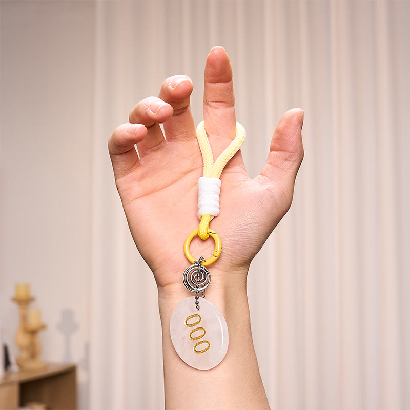 Buddha Stones Infinite Possibilities Begin 000 Angel Number Natural Clear Quartz Key Chain Hanging Decoration Includes Gift Message Card