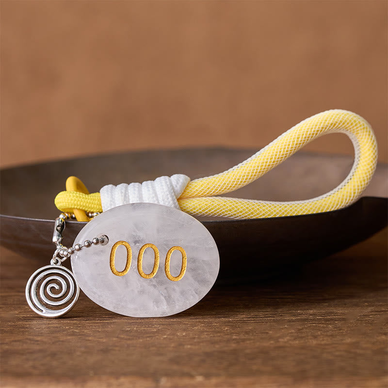 Buddha Stones Infinite Possibilities Begin 000 Angel Number Natural Clear Quartz Key Chain Hanging Decoration Includes Gift Message Card