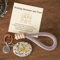 Buddha Stones Wishing Harmony and Trust 222 Angel Number Natural Dalmatian Jasper Key Chain Hanging Decoration Includes Gift Message Card