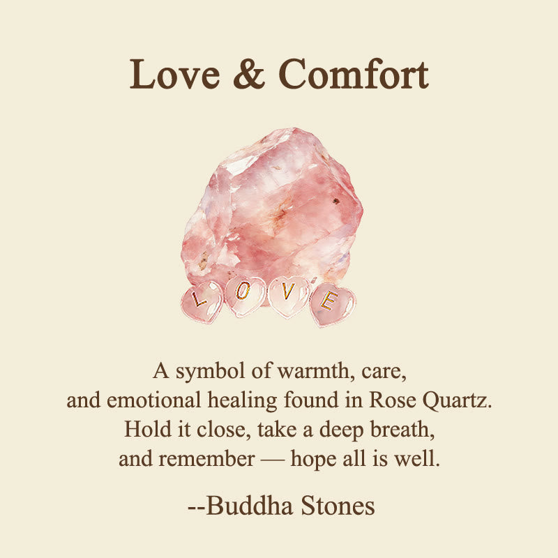 Buddha Stones 4Pcs Love & Comfort Heart Pattern Natural Rose Quartz Healing Crystal Stone Decor