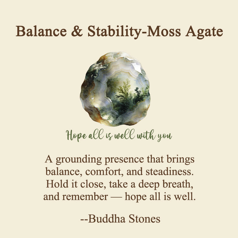 Buddha Stones Hope All Is Well With You Natural Moss Agate Palm Stone Growth Crystal Decor