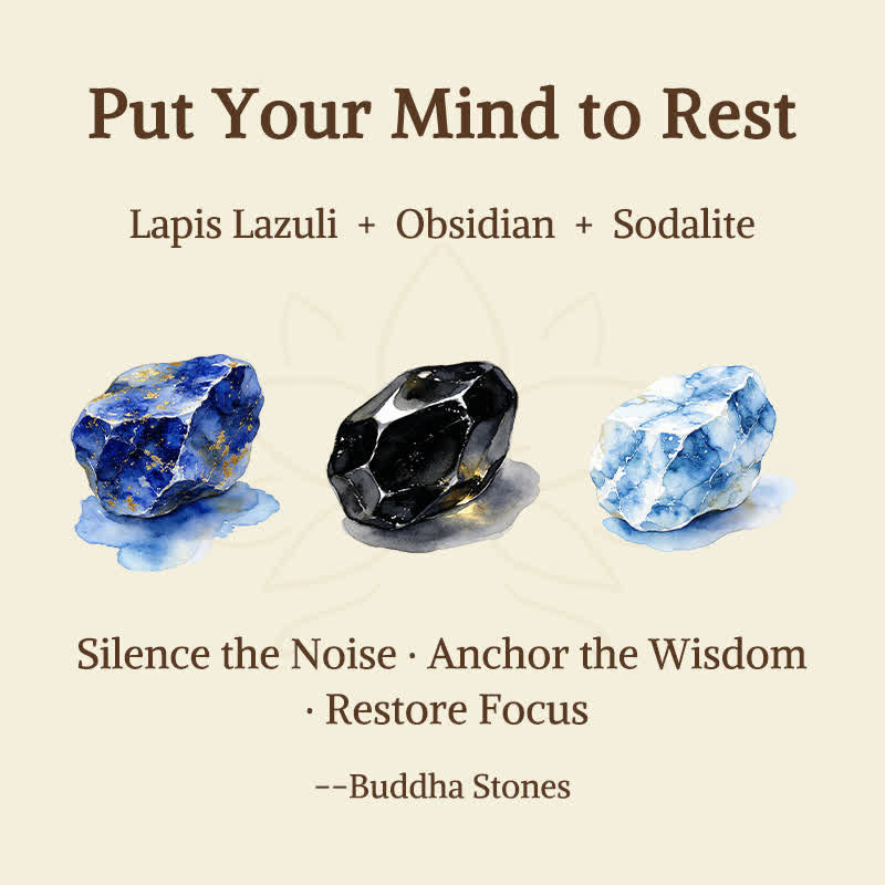 Buddha Stones 3pcs Put Your Mind to Rest Lapis Lazuli Balance Bracelet Includes Gift Message Card