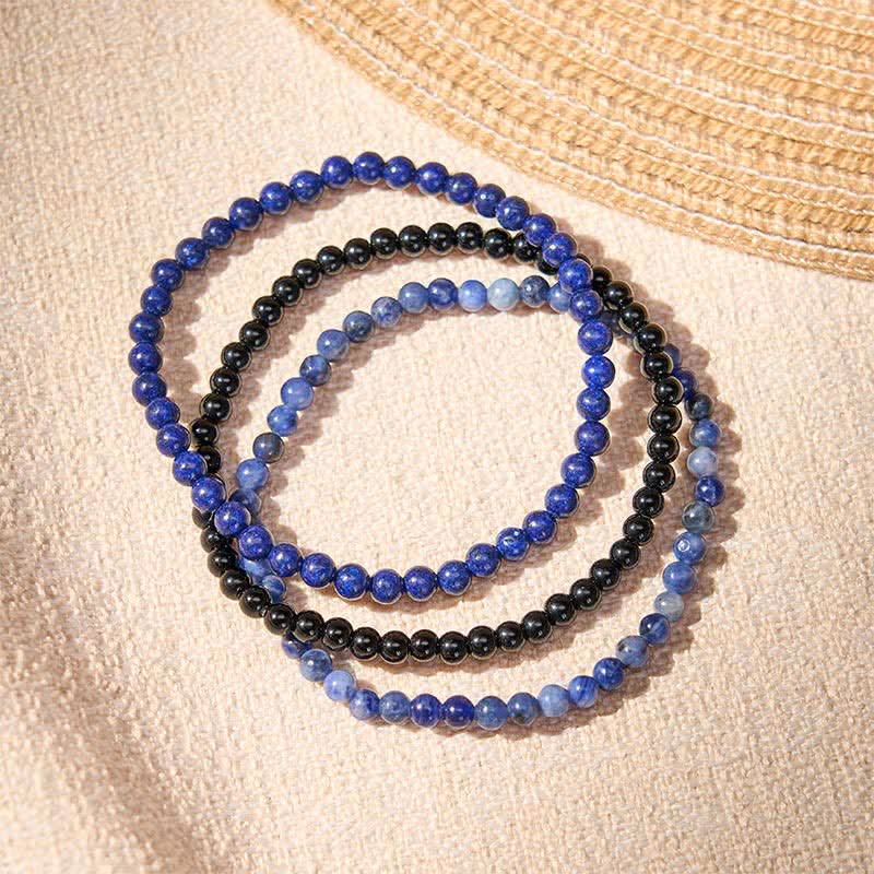 Buddha Stones 3pcs Put Your Mind to Rest Lapis Lazuli Balance Bracelet Includes Gift Message Card