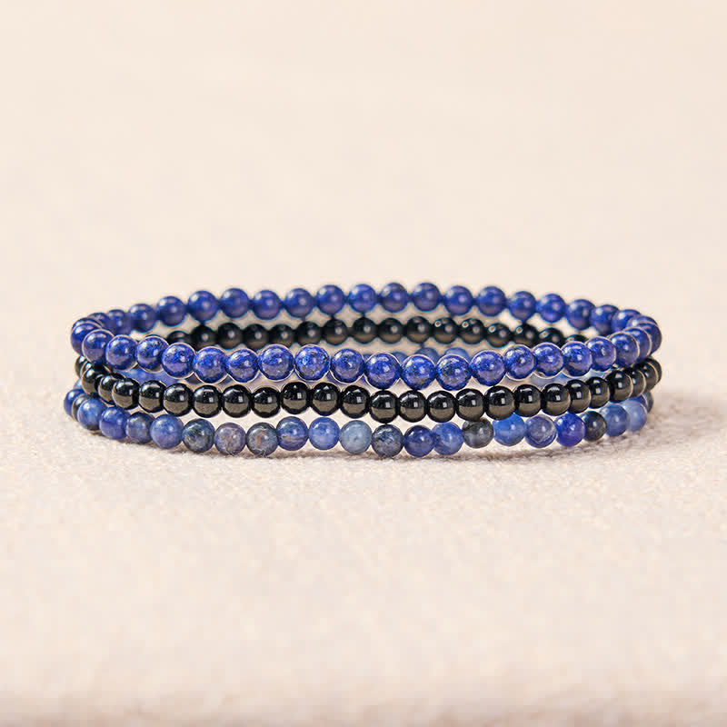 Buddha Stones 3pcs Put Your Mind to Rest Lapis Lazuli Balance Bracelet Includes Gift Message Card