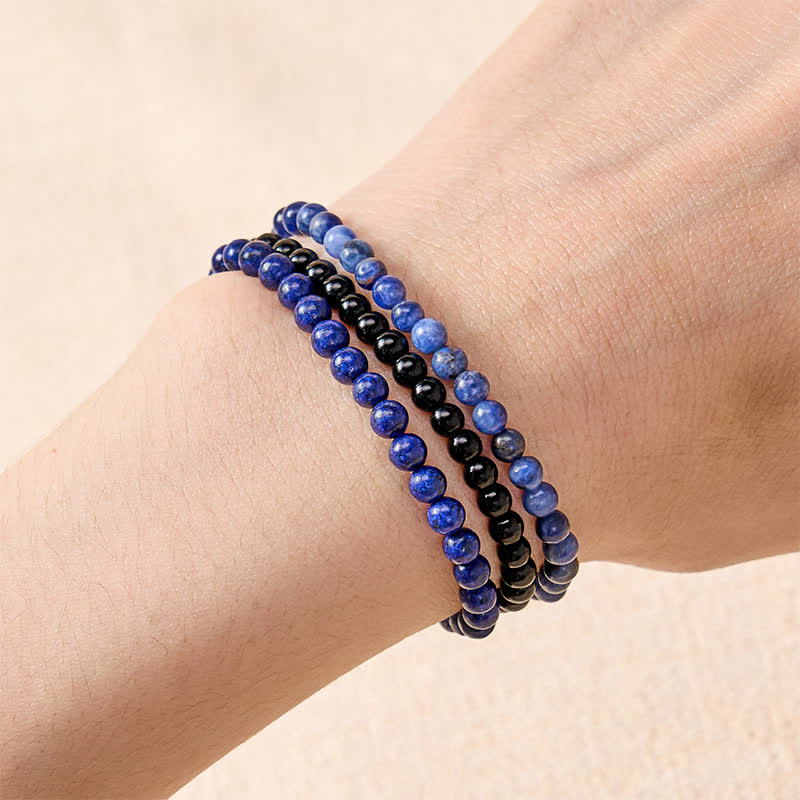 Buddha Stones 3pcs Put Your Mind to Rest Lapis Lazuli Balance Bracelet Includes Gift Message Card
