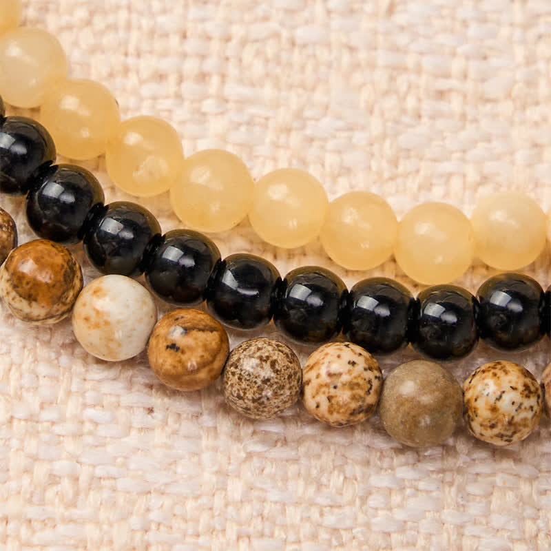 Buddha Stones 3pcs Clear the Mental Path Picture Jasper Wisdom Bracelet Includes Gift Message Card