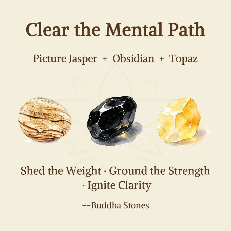 Buddha Stones 3pcs Clear the Mental Path Picture Jasper Wisdom Bracelet Includes Gift Message Card