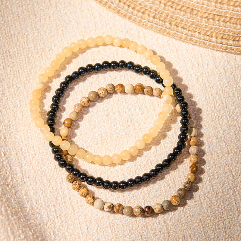 Buddha Stones 3pcs Clear the Mental Path Picture Jasper Wisdom Bracelet Includes Gift Message Card