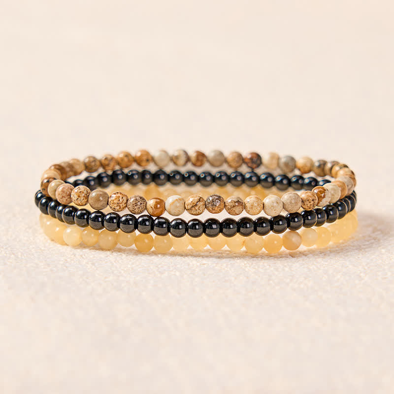 Buddha Stones 3pcs Clear the Mental Path Picture Jasper Wisdom Bracelet Includes Gift Message Card