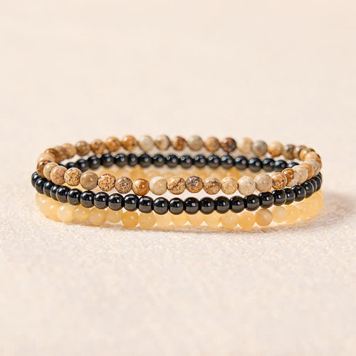 Buddha Stones 3pcs Clear the Mental Path Picture Jasper Wisdom Bracelet Includes Gift Message Card
