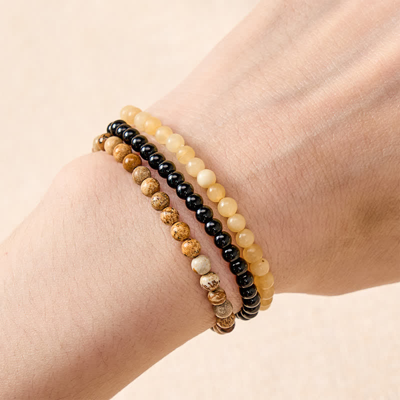 Buddha Stones 3pcs Clear the Mental Path Picture Jasper Wisdom Bracelet Includes Gift Message Card
