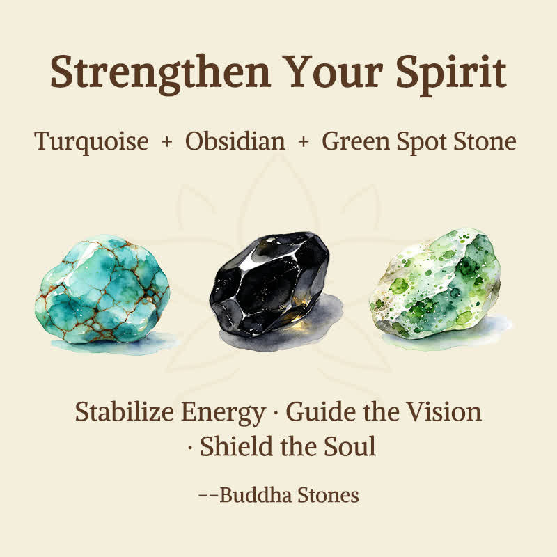 Buddha Stones 3pcs Strengthen Your Spirit Turquoise Bracelet Includes Gift Message Card