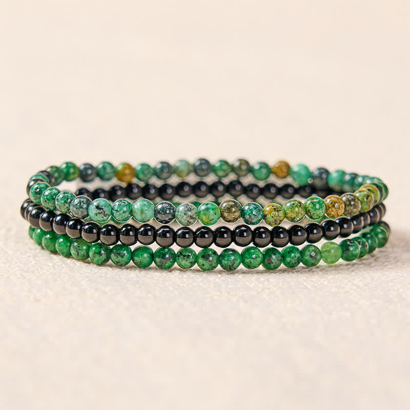 Buddha Stones 3pcs Strengthen Your Spirit Turquoise Bracelet Includes Gift Message Card
