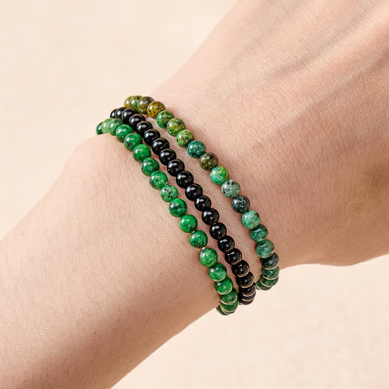 Buddha Stones 3pcs Strengthen Your Spirit Turquoise Bracelet Includes Gift Message Card