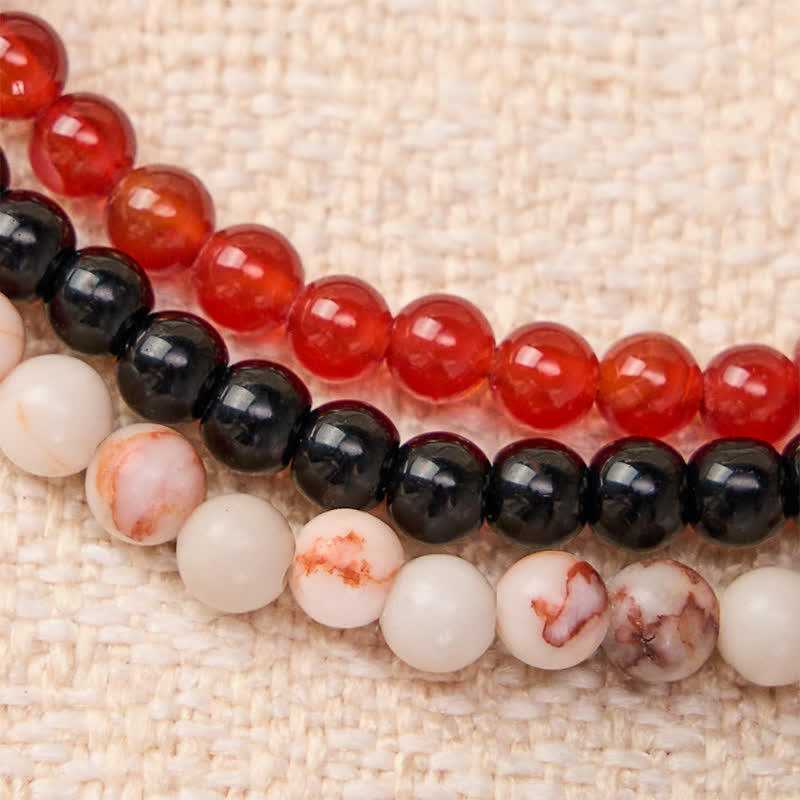 Buddha Stones 3pcs Awaken Your Courage Red Agate Calm Bracelet Includes Gift Message Card