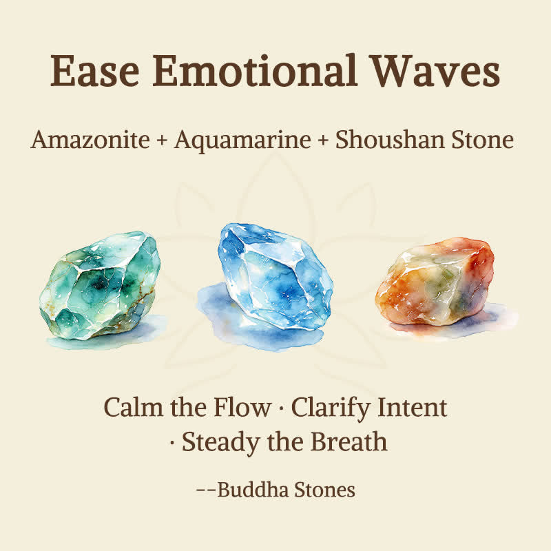Buddha Stones 3pcs Ease Emotional Waves Amazonite Relax Bracelet Includes Gift Message Card