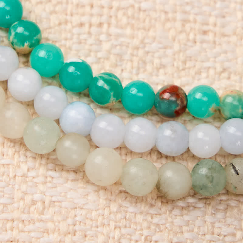 Buddha Stones 3pcs Ease Emotional Waves Amazonite Relax Bracelet Includes Gift Message Card