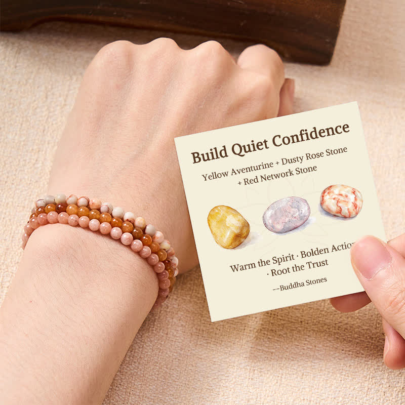Buddha Stones 3pcs Build Quiet Confidence Yellow Aventurine Optimism Bracelet Includes Gift Message Card