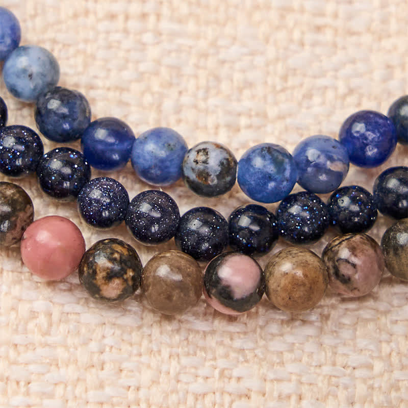 Buddha Stones 3pcs Find Inner Clarity Rhodonite Compassion Bracelet Includes Gift Message Card