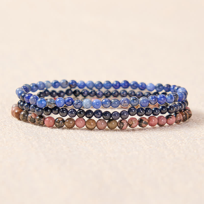 Buddha Stones 3pcs Find Inner Clarity Rhodonite Compassion Bracelet Includes Gift Message Card