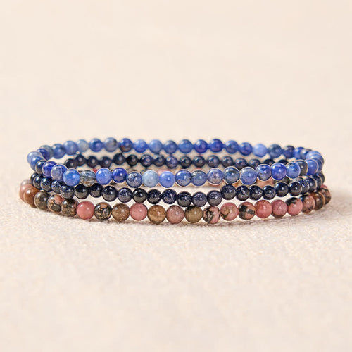 Buddha Stones 3pcs Find Inner Clarity Rhodonite Compassion Bracelet Includes Gift Message Card