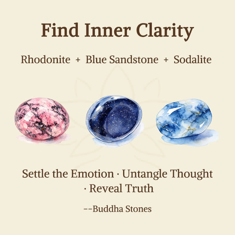 Buddha Stones 3pcs Find Inner Clarity Rhodonite Compassion Bracelet Includes Gift Message Card