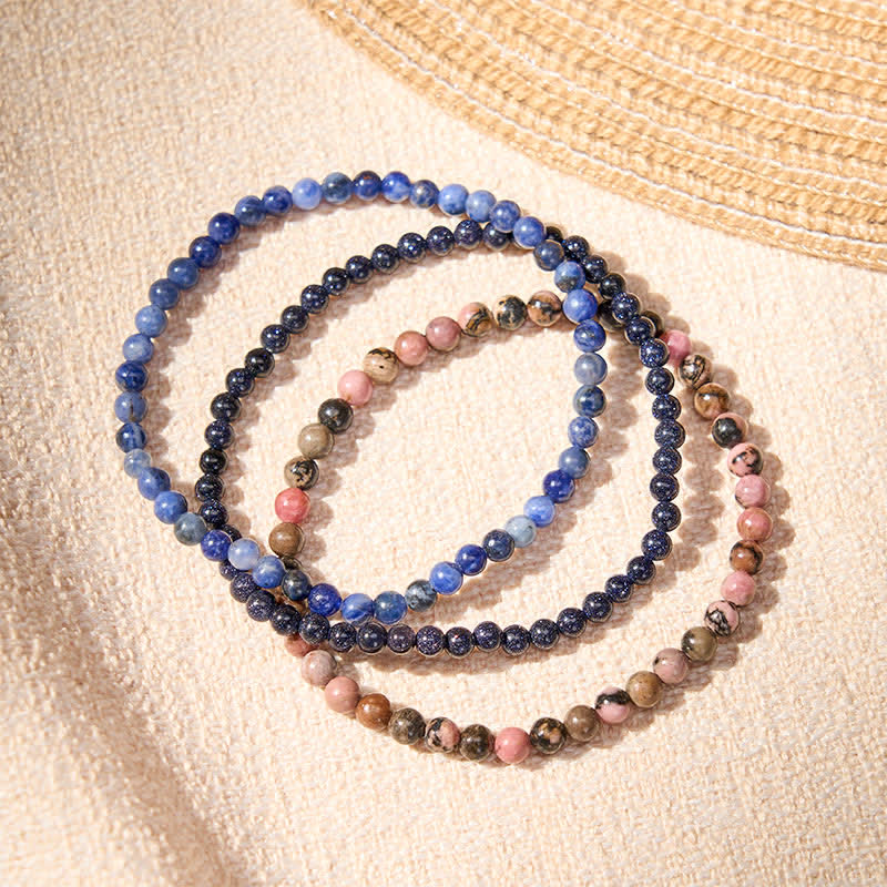 Buddha Stones 3pcs Find Inner Clarity Rhodonite Compassion Bracelet Includes Gift Message Card