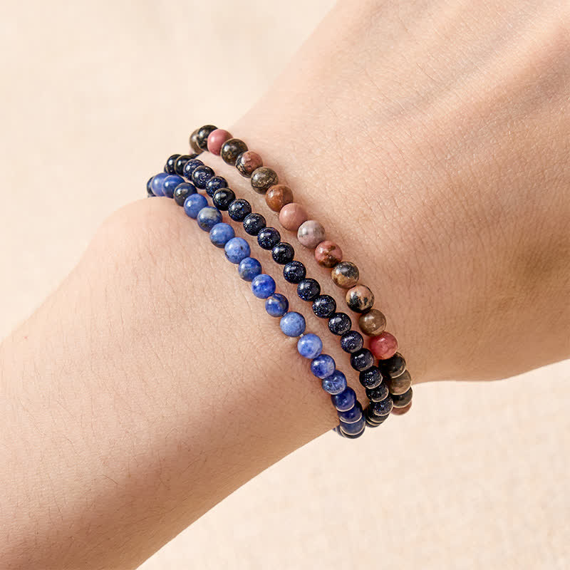 Buddha Stones 3pcs Find Inner Clarity Rhodonite Compassion Bracelet Includes Gift Message Card