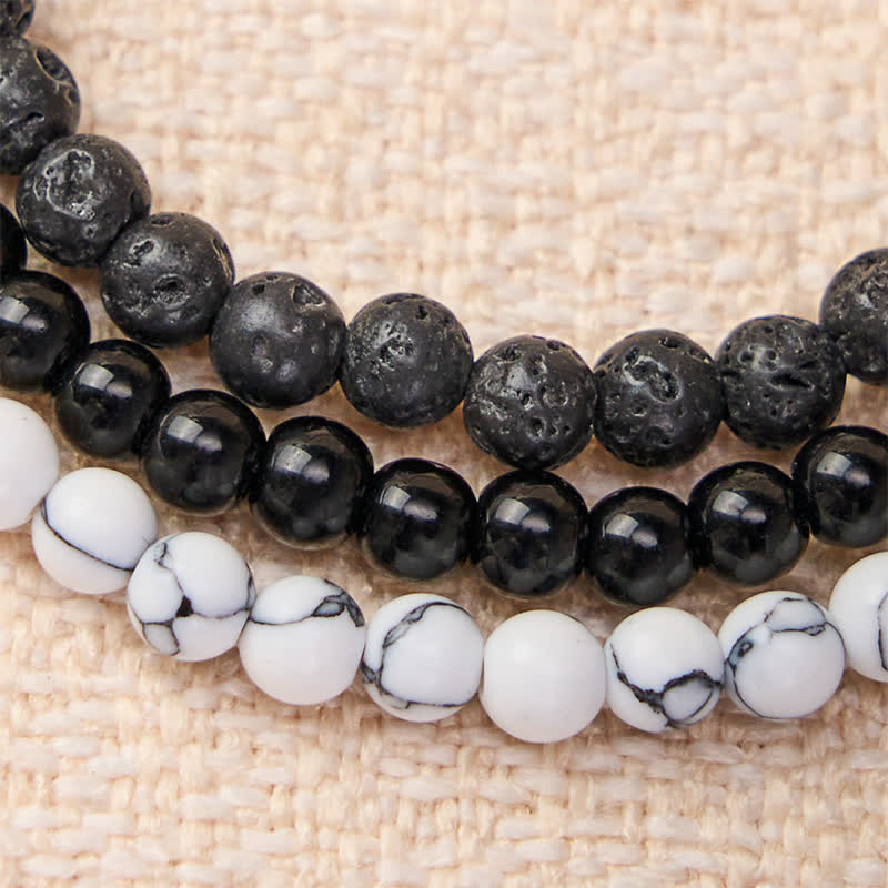 Buddha Stones 3pcs Clear the Negative Energy Lava Rock Support Bracelet Includes Gift Message Card