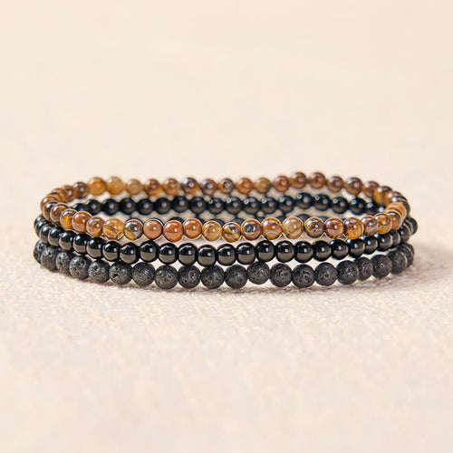 Buddha Stones 3pcs Rebuild Your Inner Drive Lava Rock Calm Bracelet Includes Gift Message Card