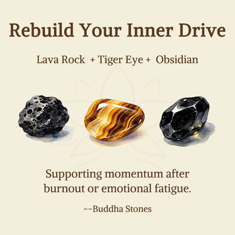 Buddha Stones 3pcs Rebuild Your Inner Drive Lava Rock Calm Bracelet Includes Gift Message Card