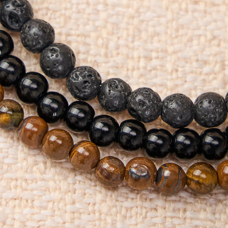Buddha Stones 3pcs Rebuild Your Inner Drive Lava Rock Calm Bracelet Includes Gift Message Card