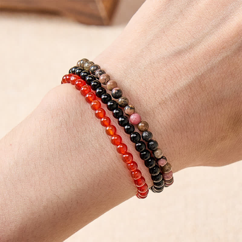 Buddha Stones 3pcs Embrace Inner Power Red Agate Confidence Bracelet Includes Gift Message Card