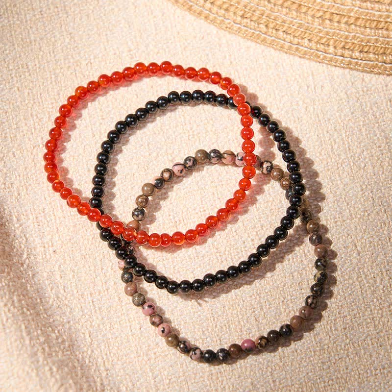 Buddha Stones 3pcs Embrace Inner Power Red Agate Confidence Bracelet Includes Gift Message Card