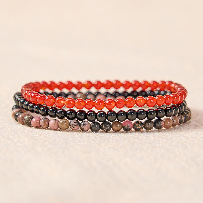 Buddha Stones 3pcs Embrace Inner Power Red Agate Confidence Bracelet Includes Gift Message Card