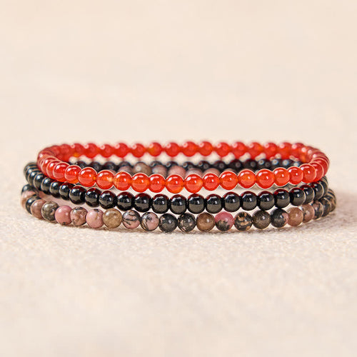 Buddha Stones 3pcs Embrace Inner Power Red Agate Confidence Bracelet Includes Gift Message Card