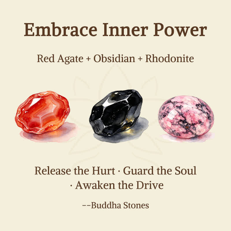 Buddha Stones 3pcs Embrace Inner Power Red Agate Confidence Bracelet Includes Gift Message Card