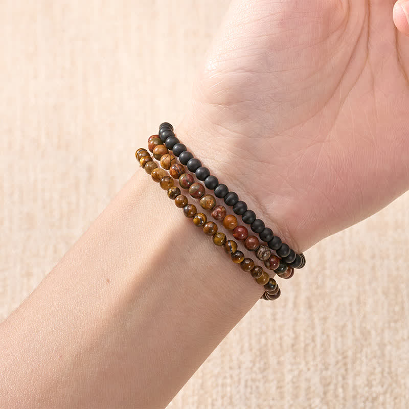 Buddha Stones 3pcs Embrace Your Inner Fortress Red Turquoise Minimalist Bracelet Includes Gift Message Card