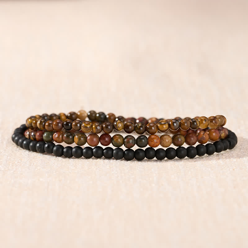 Buddha Stones 3pcs Embrace Your Inner Fortress Red Turquoise Minimalist Bracelet Includes Gift Message Card
