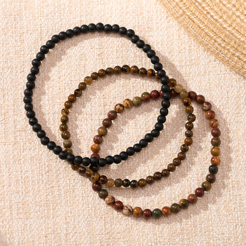 Buddha Stones 3pcs Embrace Your Inner Fortress Red Turquoise Minimalist Bracelet Includes Gift Message Card