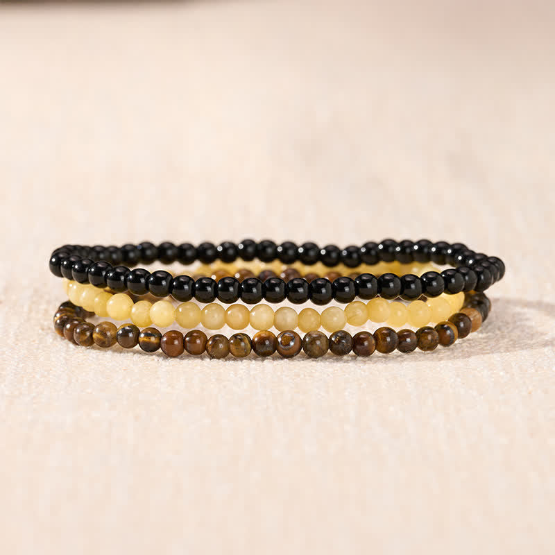 Buddha Stones 3pcs Manifest Living Abundance Topaz Clarity Bracelet Includes Gift Message Card