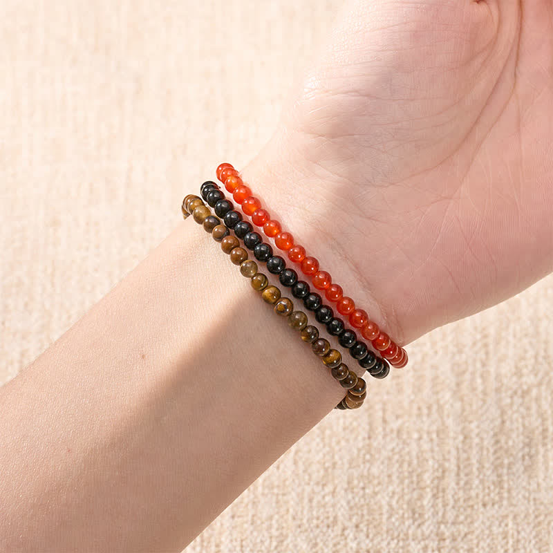 Buddha Stones 3pcs Ignite Your Vital Current Red Agate Purification Bracelet Includes Gift Message Card