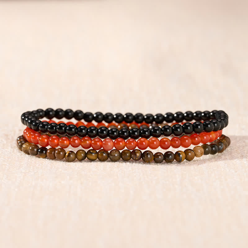 Buddha Stones 3pcs Ignite Your Vital Current Red Agate Purification Bracelet Includes Gift Message Card
