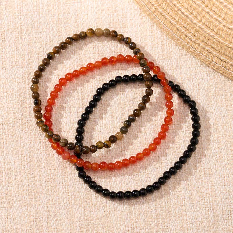 Buddha Stones 3pcs Ignite Your Vital Current Red Agate Purification Bracelet Includes Gift Message Card