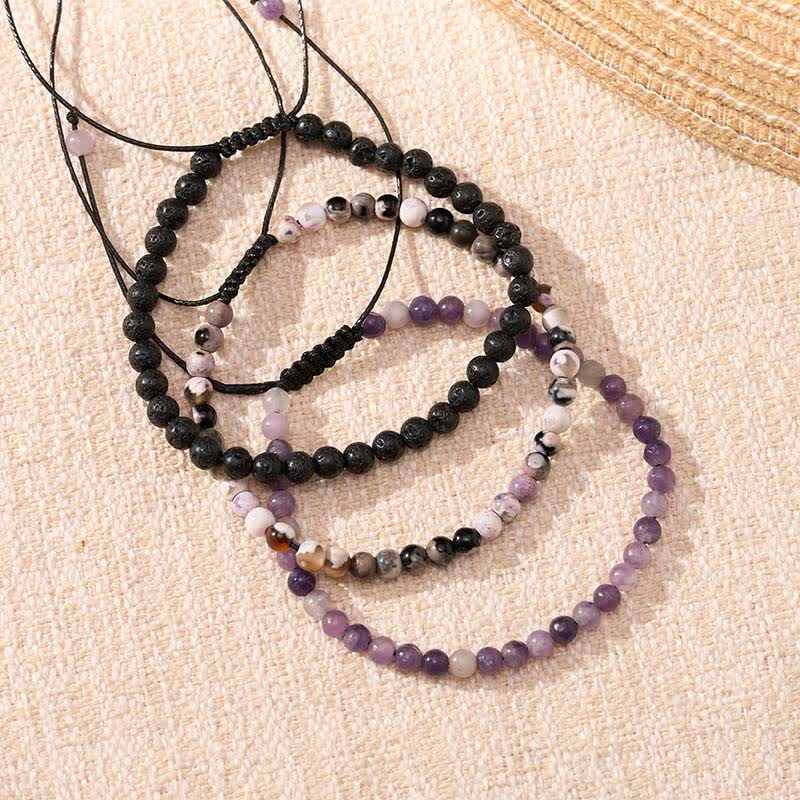 Buddha Stones 3pcs Find Your Quiet Center Fire Agate Clarity Bracelet Includes Gift Message Card
