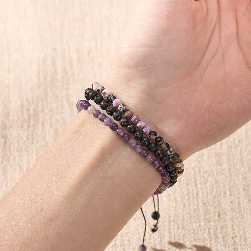Buddha Stones 3pcs Find Your Quiet Center Fire Agate Clarity Bracelet Includes Gift Message Card