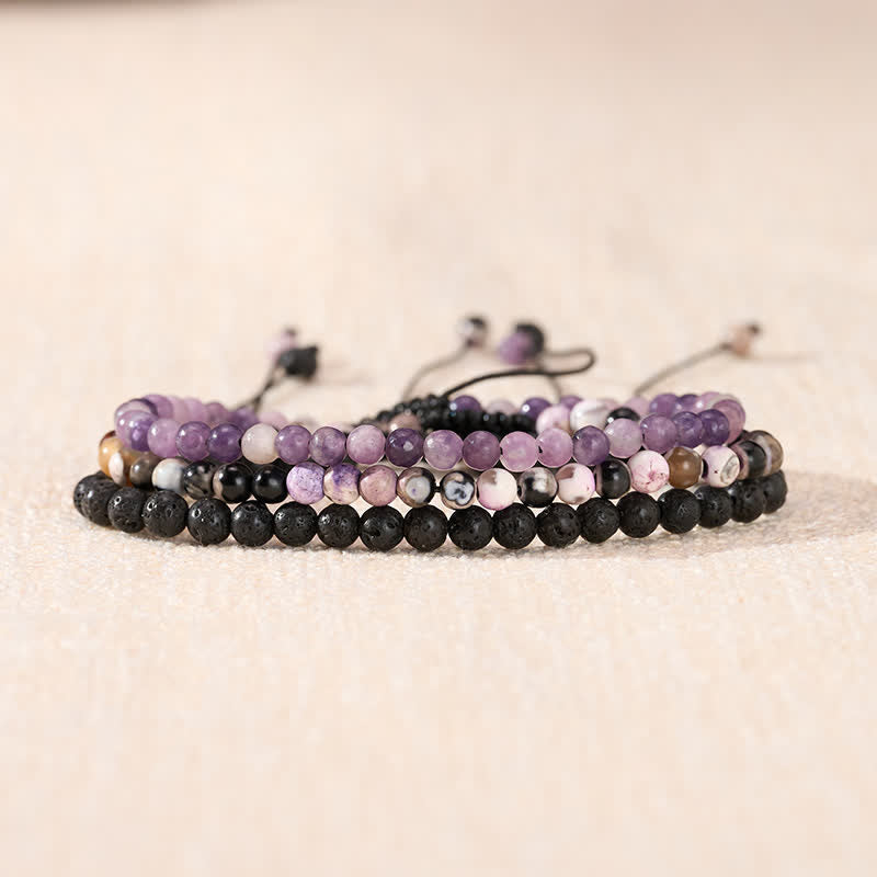 Buddha Stones 3pcs Find Your Quiet Center Fire Agate Clarity Bracelet Includes Gift Message Card